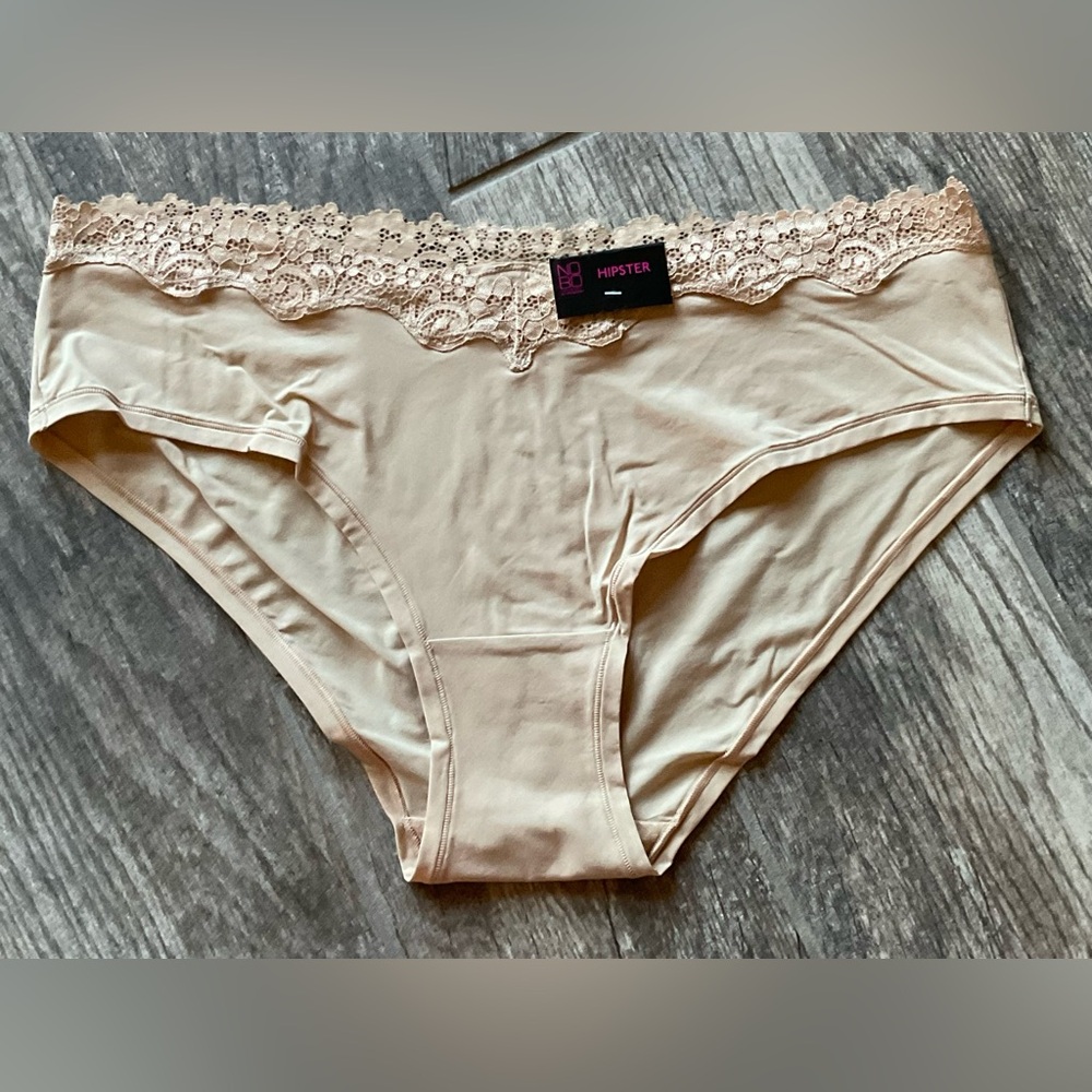 New Nobo, No Boundaries Lace Trim Hipster Panties Size XXL Beige